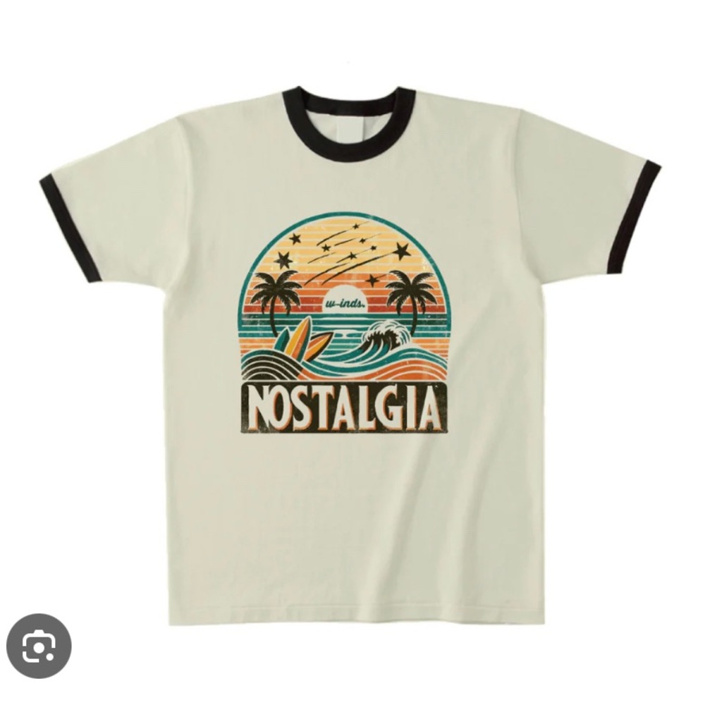 Nostalgia Graphic Ringer Tee - White with Black Trim